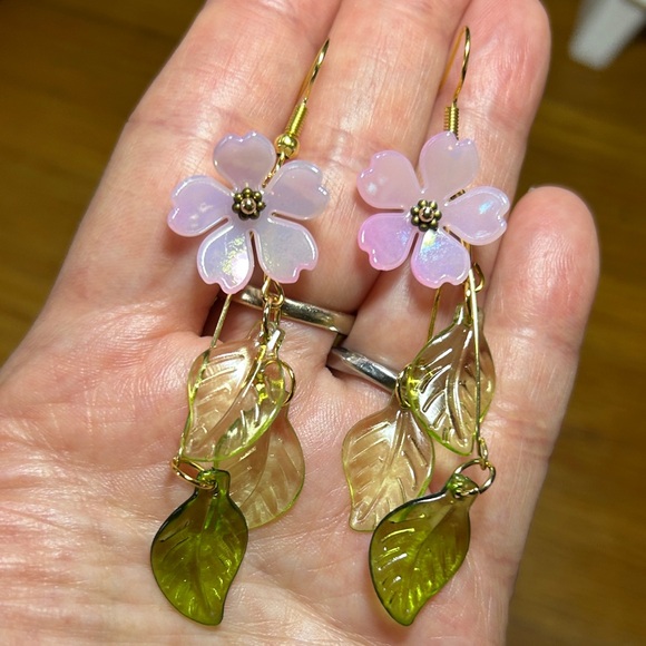 Hand Crafted Jewelry - 3/$25 Floral Drop Earrings with Pink and Green Accents